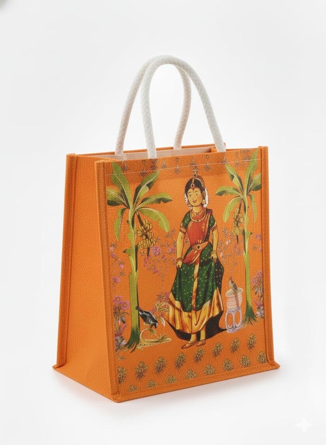 TAVASYA Traditional Potli Gift Bags with Zip & Bangle Handle - Pack of 5 - Saree Function Design| Return Gift Bags for Weddings, Pooja, Baby Shower, Housewarming, Festivals & Functions - Image 4